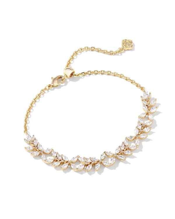 Rosalie Gold Tennis Bracelet in White Crystal