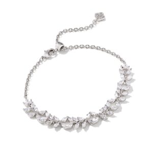 Rosalie Silver Tennis Bracelet in White Crystal