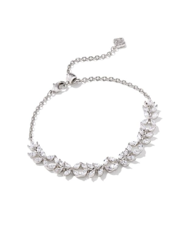 Rosalie Silver Tennis Bracelet in White Crystal