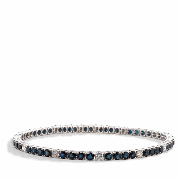 Sapphire And Diamond Tennis Bracelet in White Gold