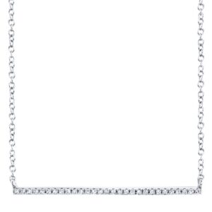 Shy Creation 1/15ctw Diamond White Gold Bar Necklace