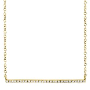 Shy Creation 1/15ctw Diamond Yellow Gold Bar Necklace