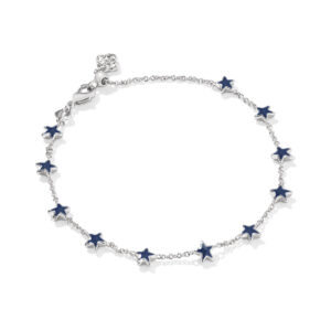 Sierra Silver Star Delicate Chain Bracelet in Navy Enamel