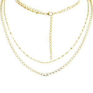 Solid Double Chain Necklace 10K Yellow Gold 18"