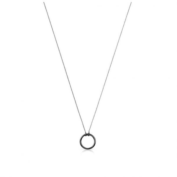 TOUS Dark Sterling Silver Plated Circle Necklace