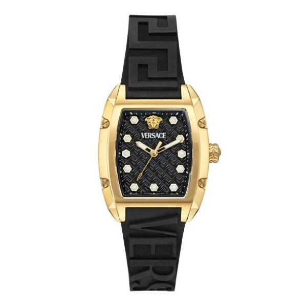 Versace Dominus Black Dial and Black Silicon Strap Watch 36mm - VE8K00624