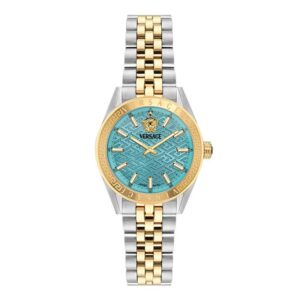 Versace V-Code Blue Dial Two-Tone Stainless Steel Bracelet 36mm - VE8I00524
