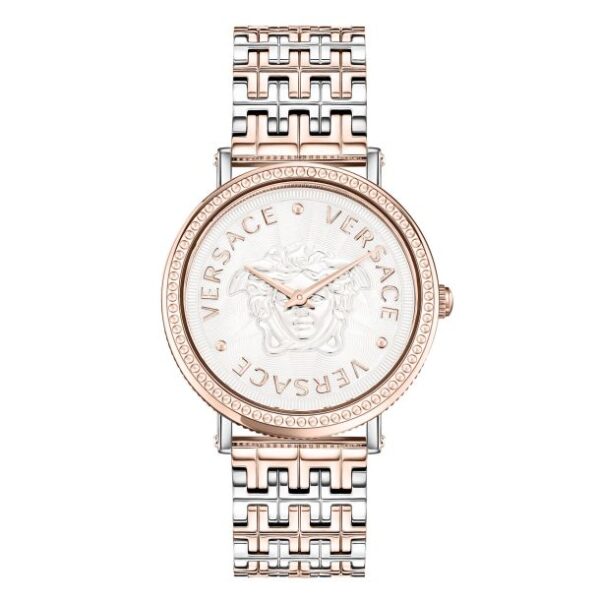 Versace V-Dollar Silver Dial Two-Tone Stainless Steel Bracelet Watch | 37mm | VEQX00423