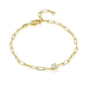 Virginia 18k Gold Vermeil Paperclip Bracelet in White Topaz