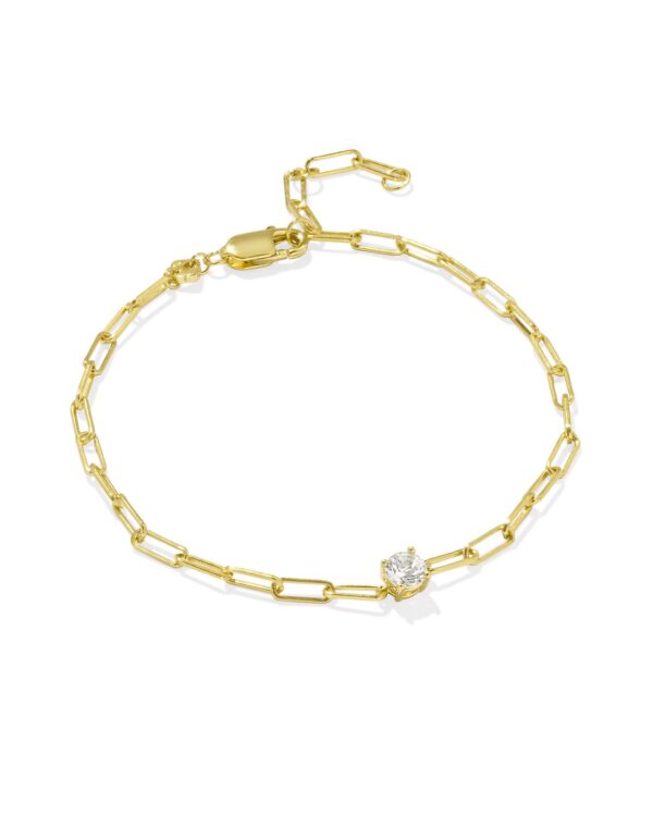 Virginia 18k Gold Vermeil Paperclip Bracelet in White Topaz
