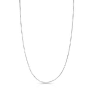 White Gold Solid Adjustable Classic Box Chain Necklace 0.79mm