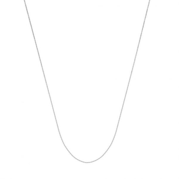White Gold Solid Box Chain Necklace | 0.55mm