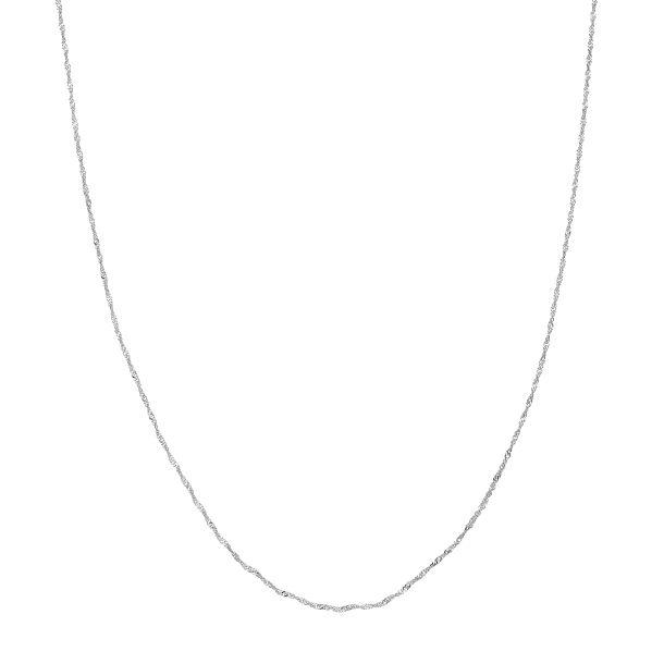 White Gold Solid Singapore Chain Necklace | 1.15mm