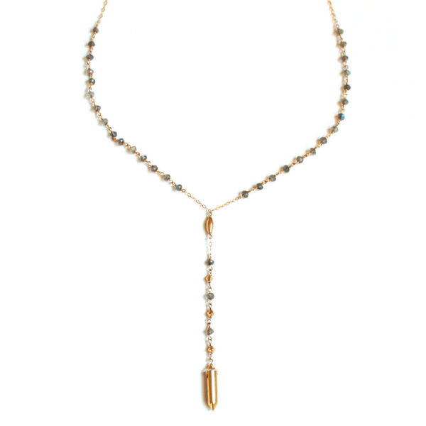 Y Gemstone Necklace - Labradorite