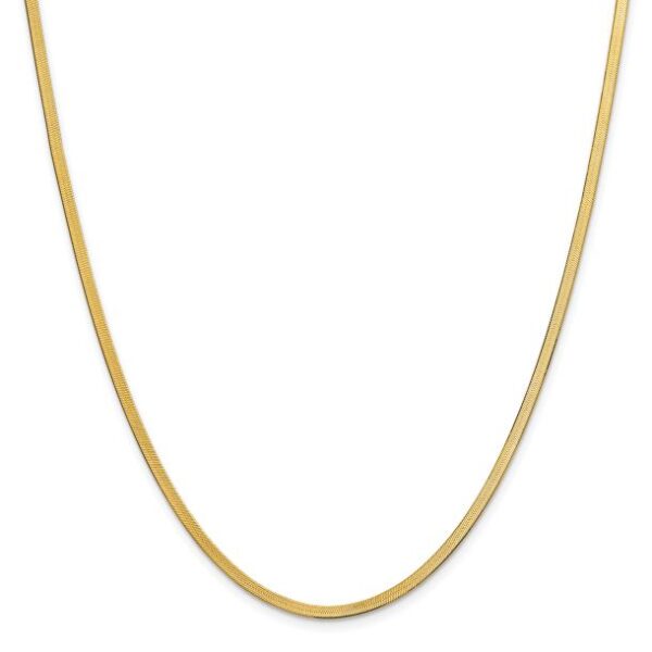 Yellow Gold Solid Silky Herringbone Chain Necklace 2.5mm - 16 Inches